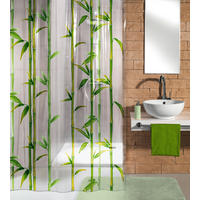 DUSCHVORHANG Bambu 180/200 cm  - Weiß/Grün, Trend, Kunststoff (180/200cm) - Kleine Wolke