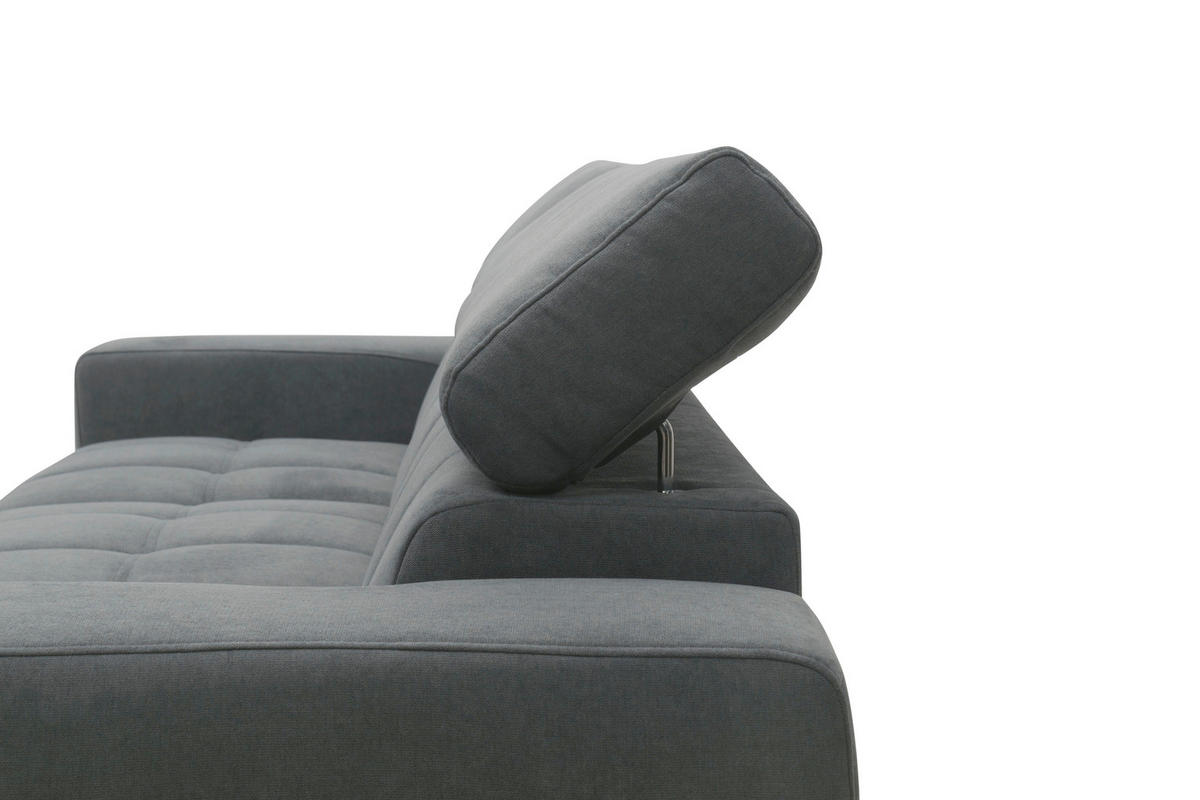 ECKSOFA TRENTO Dunkelgrau Mikrofaser  - Dunkelgrau/Schwarz, MODERN, Textil/Metall (287/175cm) - MID.YOU