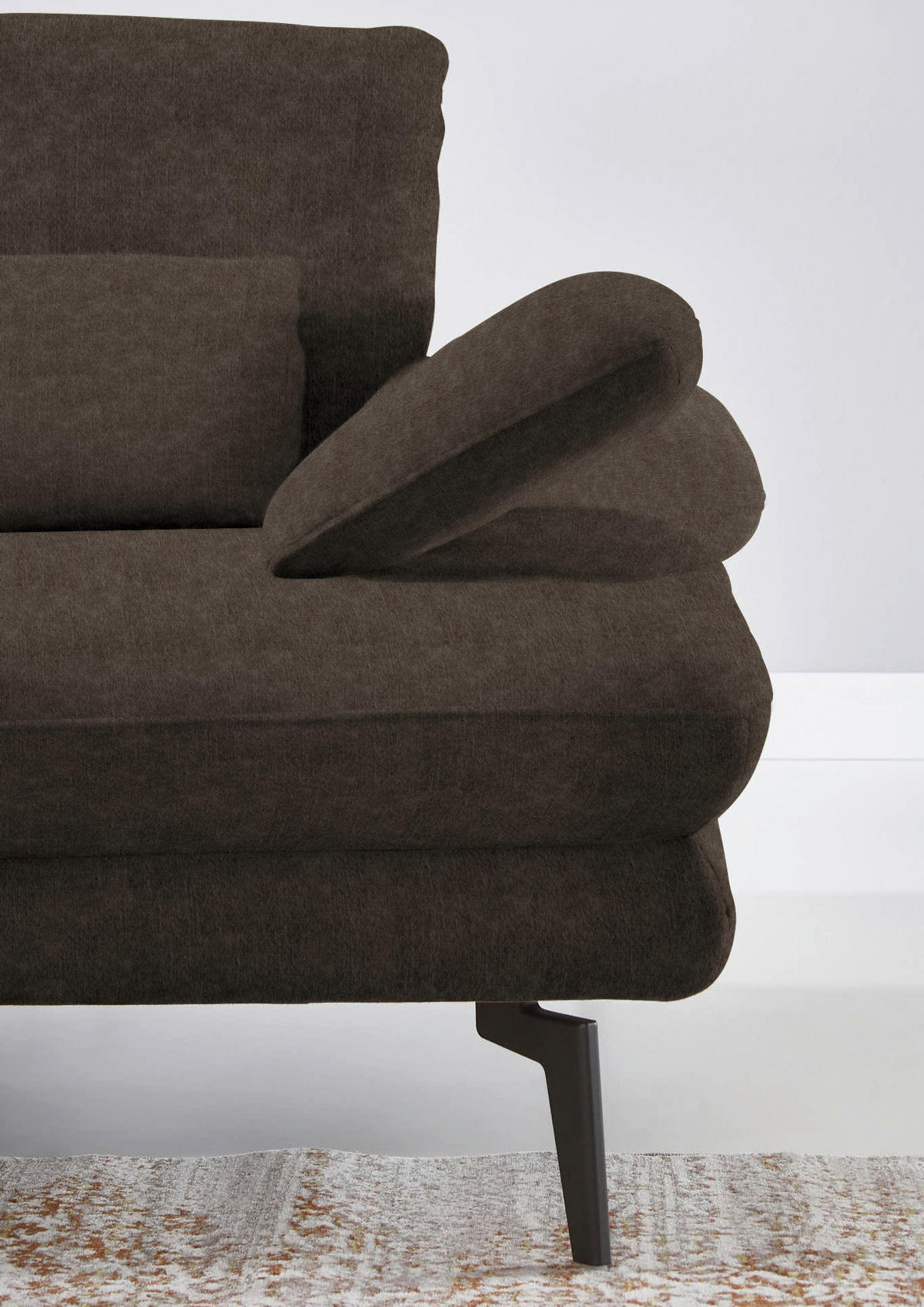 ECKSOFA in Velours Dunkelbraun  - Dunkelbraun/Schwarz, Design, Textil/Metall (180/310cm) - Dieter Knoll