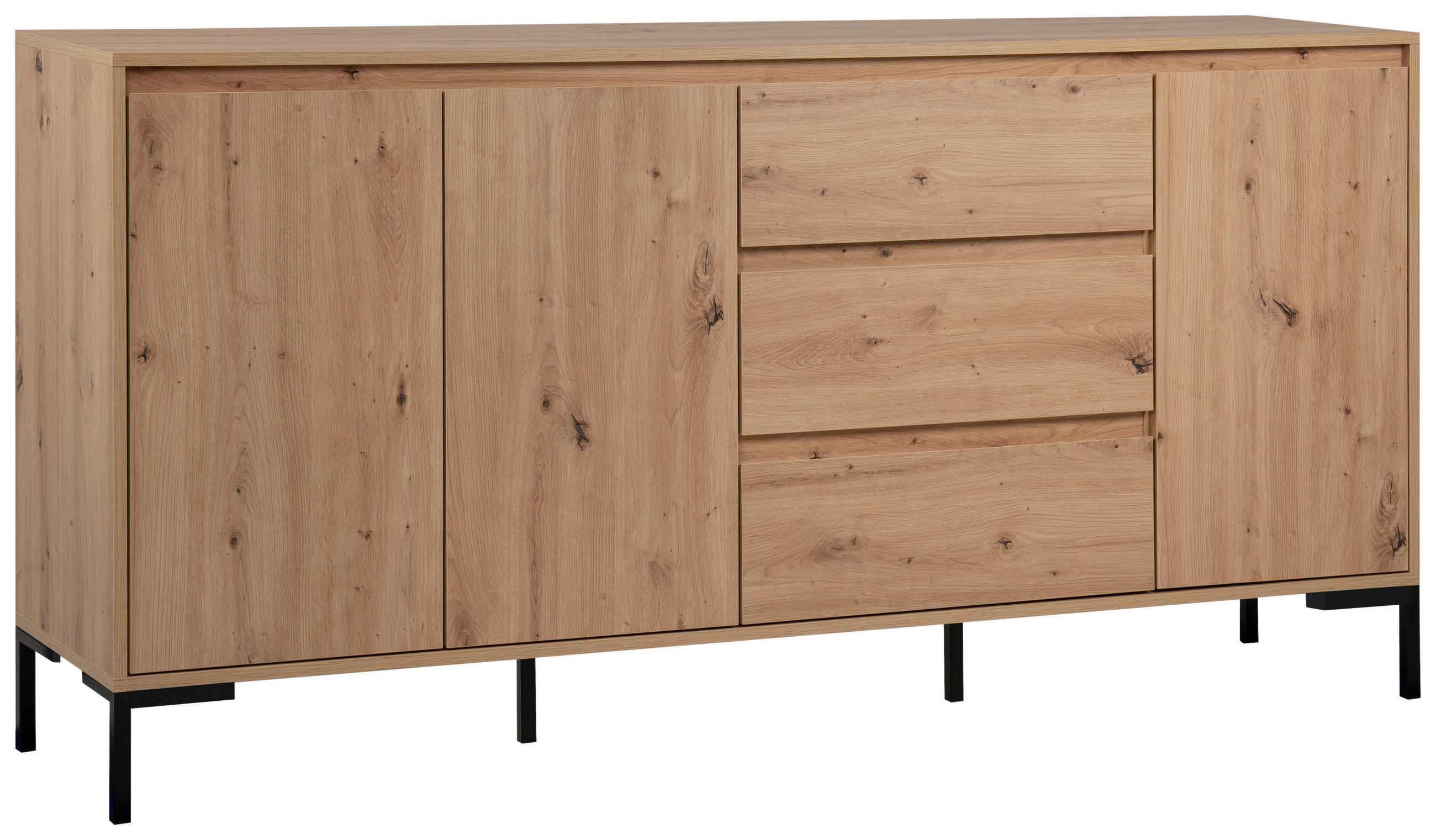 SIDEBOARD in 170/87/40 cm - Schwarz/Eiche Artisan, Design, Holzwerkstoff/Metall (170/87/40cm) - MID.YOU