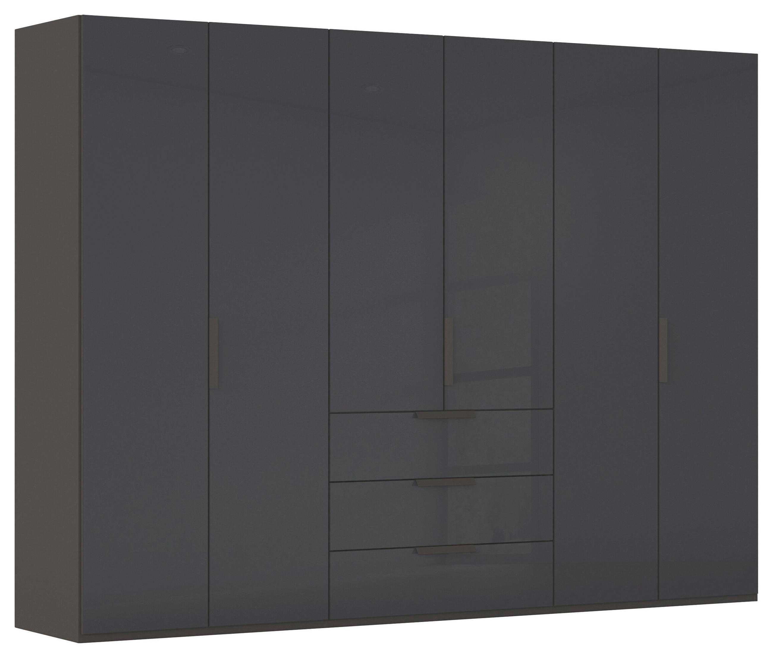DREHTÜRENSCHRANK 301/223/61 cm,  in Graphitfarben, 6-türig  - Graphitfarben, Basics, Glas/Holzwerkstoff (301/223/61cm) - Novel