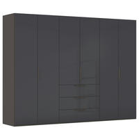 DREHTÜRENSCHRANK 301/235/61 cm,  in Graphitfarben, 6-türig  - Graphitfarben, Basics, Glas/Holzwerkstoff (301/235/61cm) - Novel