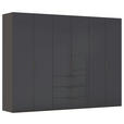 DREHTÜRENSCHRANK 301/235/61 cm,  in Graphitfarben, 6-türig  - Graphitfarben, Basics, Glas/Holzwerkstoff (301/235/61cm) - Novel