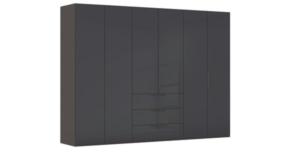 DREHTÜRENSCHRANK 301/235/61 cm,  in Graphitfarben, 6-türig  - Graphitfarben, Basics, Glas/Holzwerkstoff (301/235/61cm) - Novel