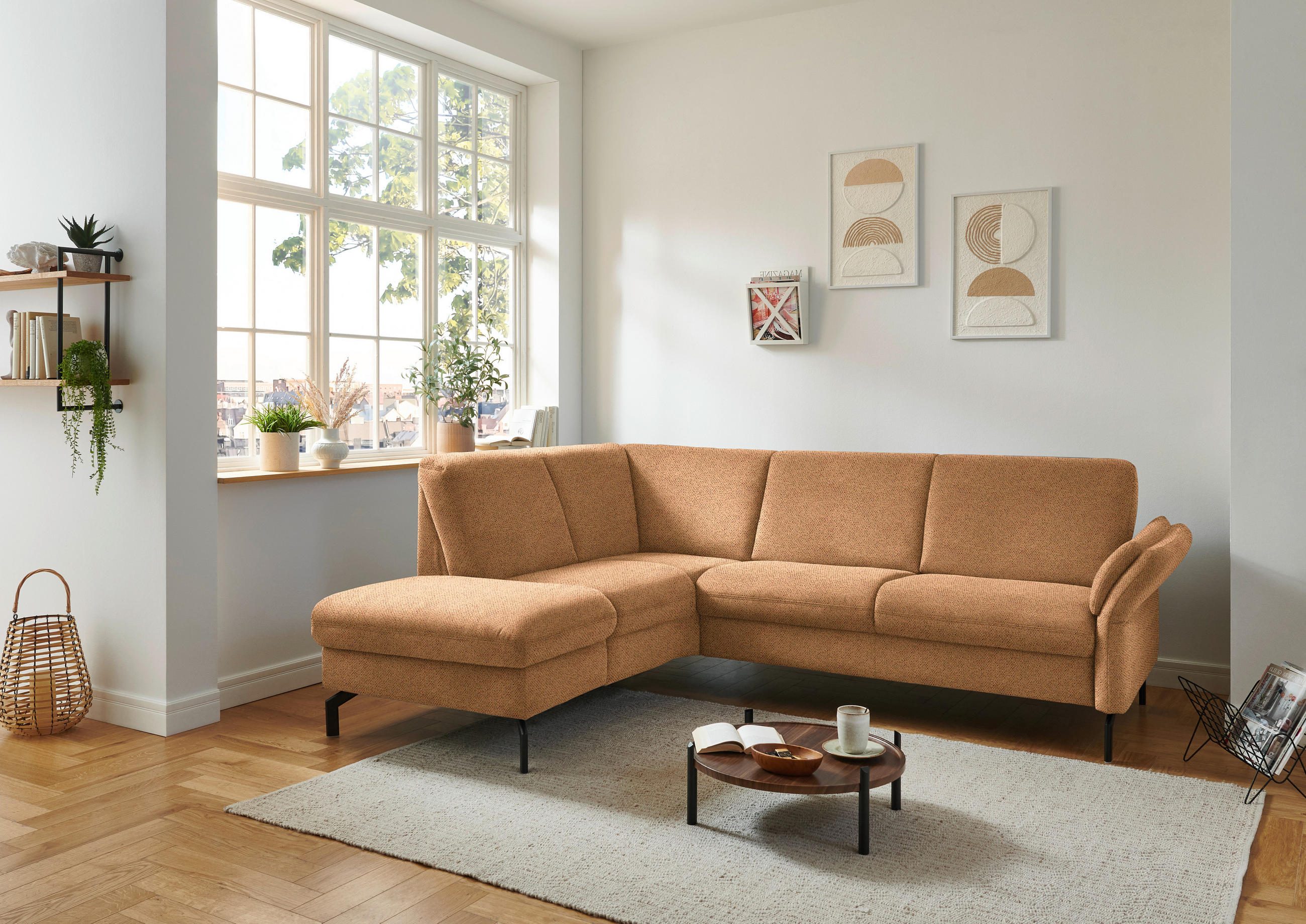 ECKSOFA in Flachgewebe Gelb  - Gelb/Schwarz, Konventionell, Textil/Metall (190/241cm) - Beldomo Comfort