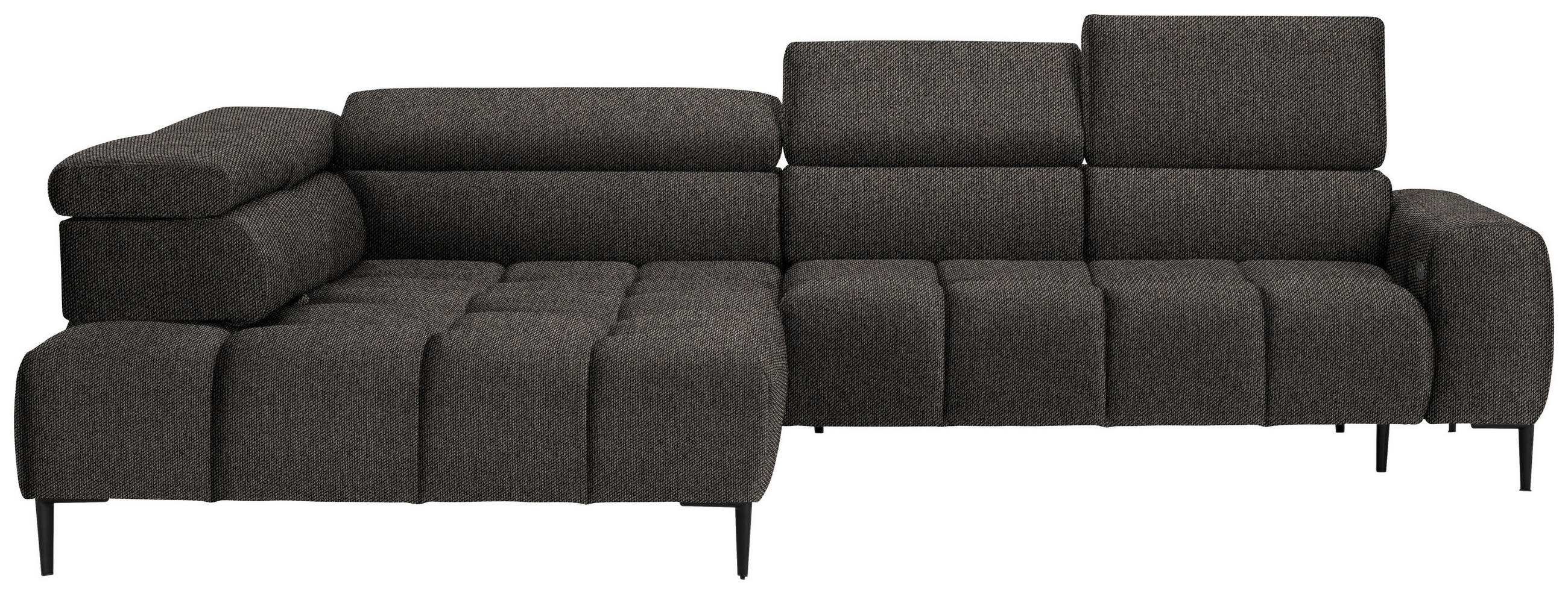 ECKSOFA Graubraun Webstoff  - Graubraun/Schwarz, Design, Textil/Metall (216/300cm) - Welnova