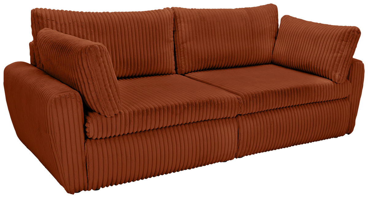 SCHLAFSOFA Cord, Plüsch Terracotta  - Terracotta/Schwarz, MODERN, Kunststoff/Textil (240/90/120cm) - Carryhome