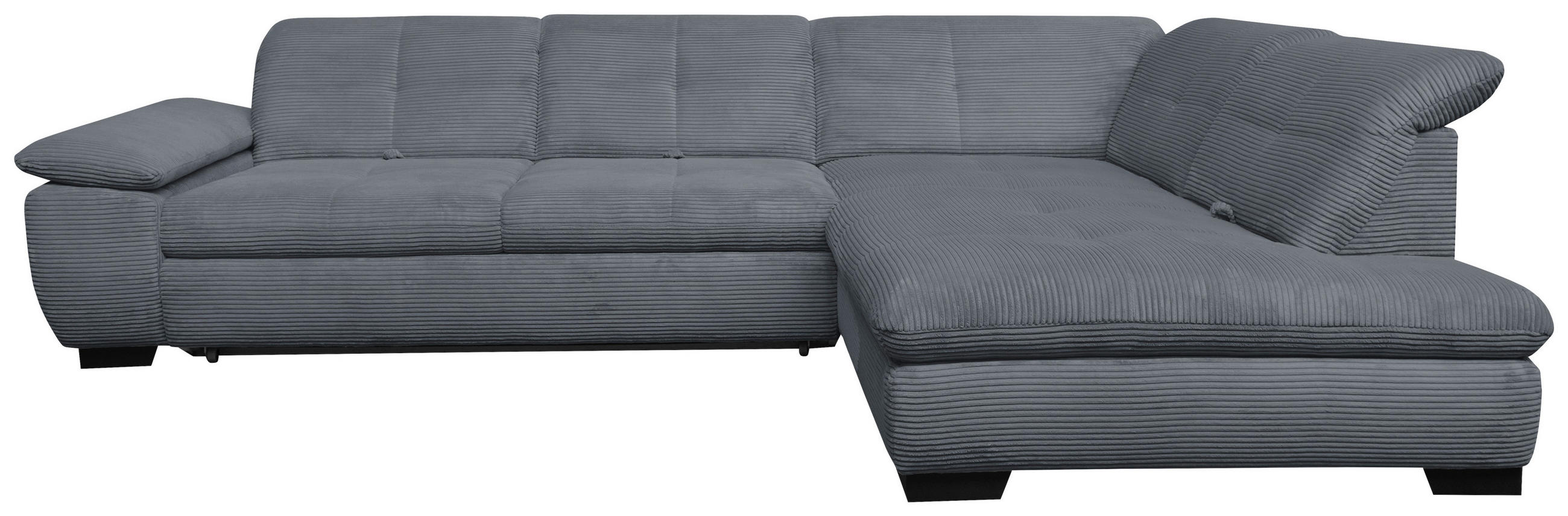 ECKSOFA in Cord Grau  - Schwarz/Grau, Design, Textil/Metall (313/242cm) - Xora