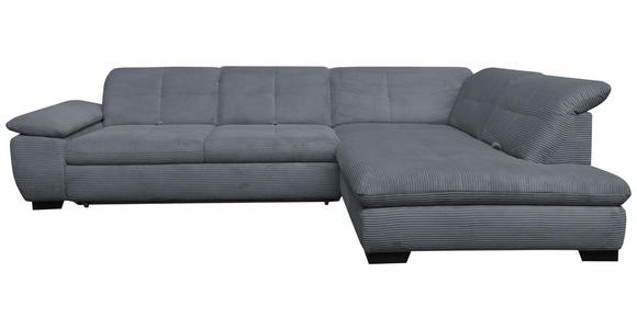 ECKSOFA in Cord Grau  - Schwarz/Grau, Design, Textil/Metall (313/242cm) - Xora