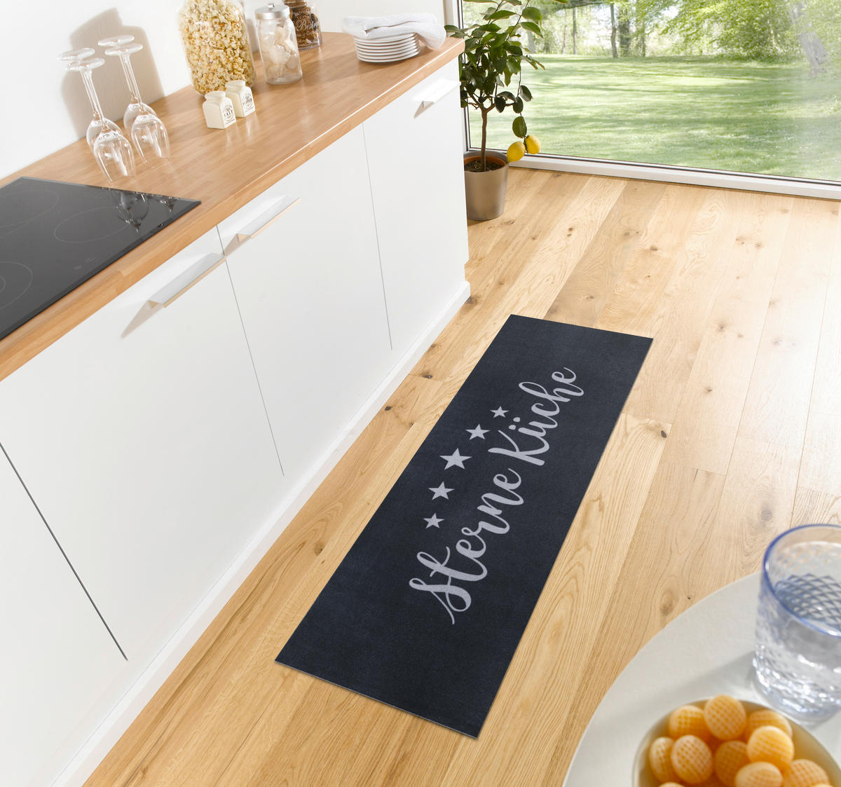 Ästhetisch: Küchenläufer (rech 50/150 cm Cook & Clean Grau, Schwarz  - Schwarz/Grau, Design, Kunststoff (50/150cm)
