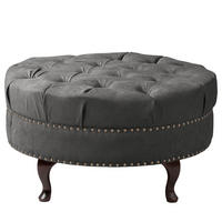 HOCKER Textil Dunkelgrau  - Dunkelgrau/Braun, Design, Holz/Textil (80/45/80cm) - Livetastic