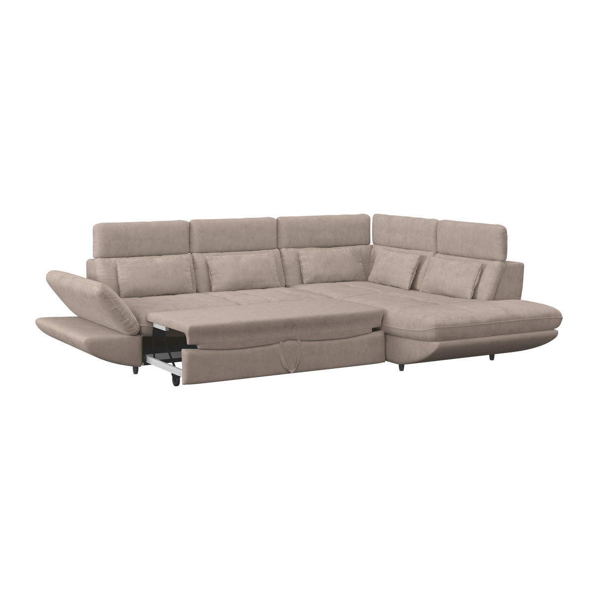 WOHNLANDSCHAFT in Webstoff Beige  - Beige/Schwarz, Modern, Kunststoff/Textil (233/311cm) - MID.YOU