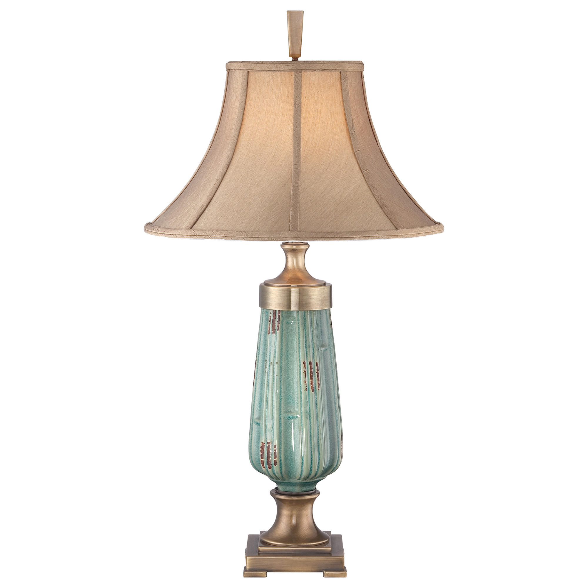 BORDSLAMPA Elstead QZ-Monteverde 45.7/45,7/86,4 cm   - grön/mässingsfärgad, Romantik / Lanthus, keramik (45.7/45,7/86,4cm) - Elstead Lighting