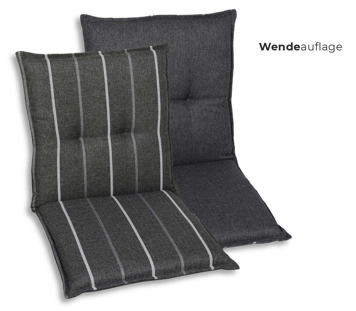 SESSELAUFLAGENSET in Anthrazit Streifen  - Anthrazit, Basics, Textil (50/7/100cm)