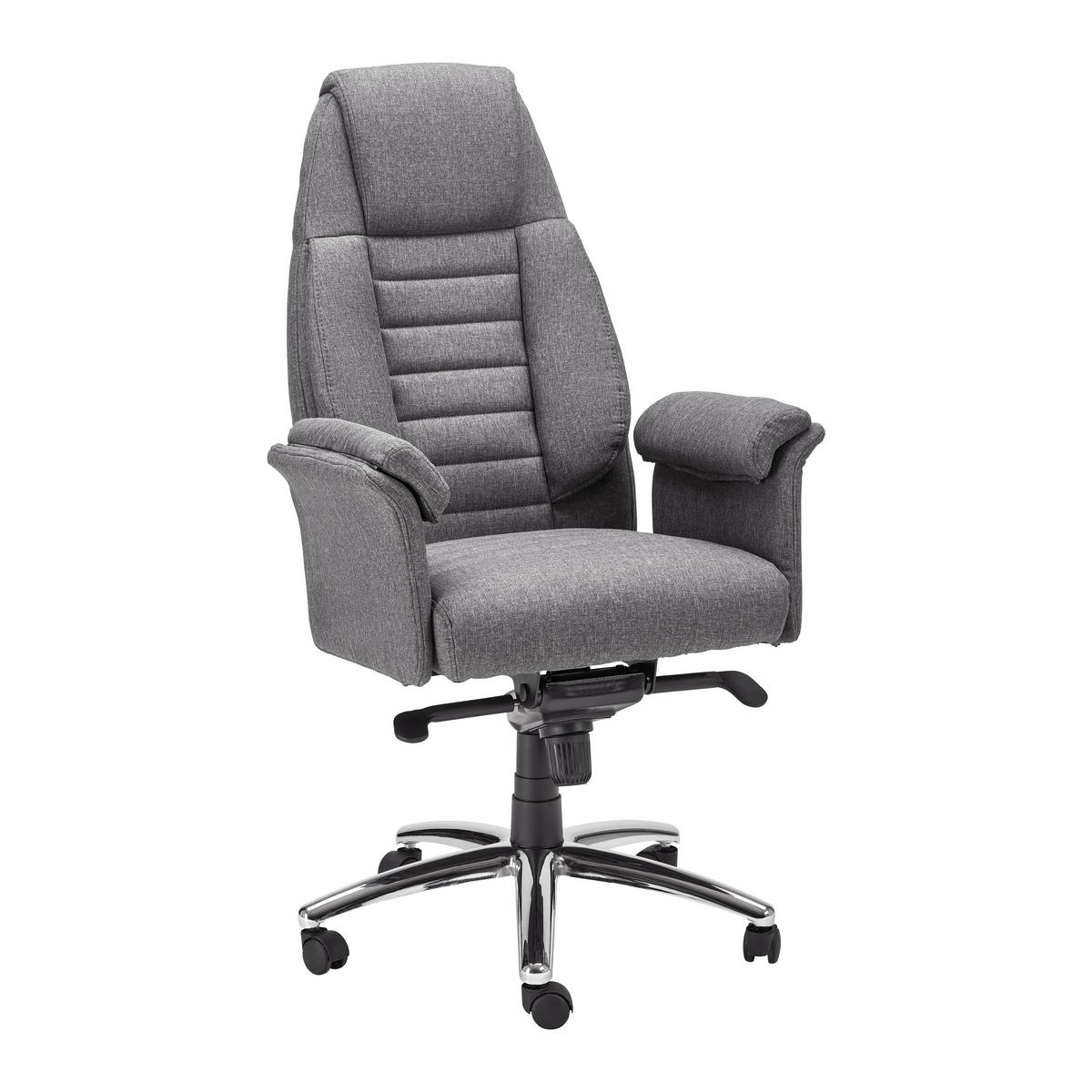 CHEFSESSEL Webstoff Chromfarben, Dunkelgrau  - Chromfarben/Dunkelgrau, MODERN, Holz/Kunststoff (68/116-122/72cm) - Livetastic