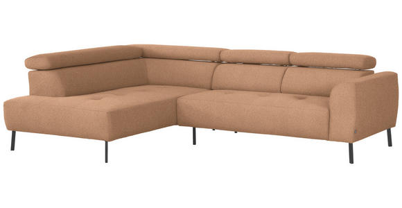 ECKSOFA  in Webstoff Rostfarben  205/280 cm  - Rostfarben/Schwarz, Design, Textil/Metall (205/280cm) - Xora