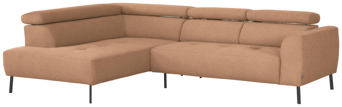 ECKSOFA in Webstoff Rostfarben  205/280 cm  - Rostfarben/Schwarz, Design, Textil/Metall (205/280cm) - Xora