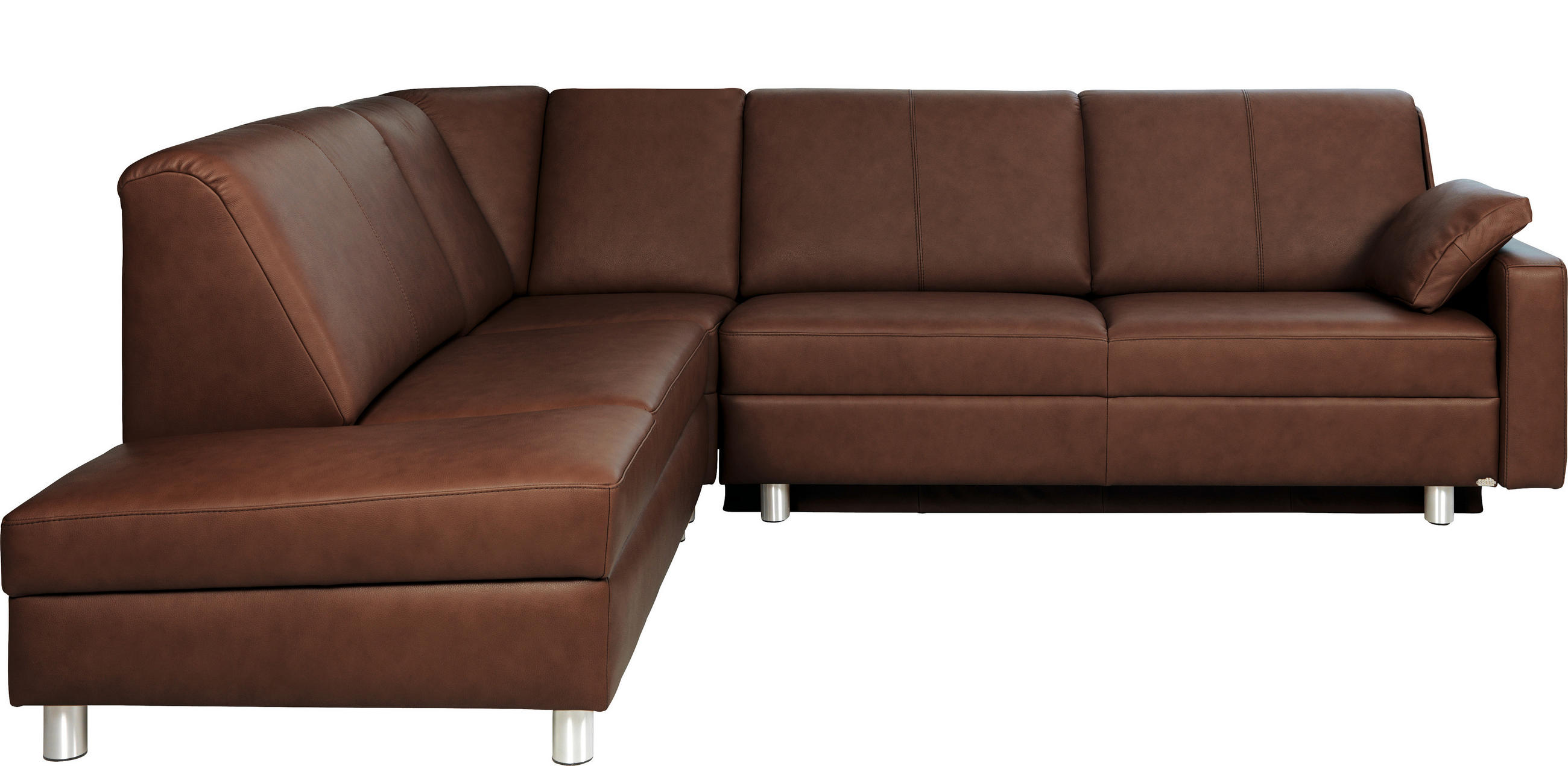 ECKSOFA in Echtleder Braun  217/268 cm  - Alufarben/Braun, KONVENTIONELL, Leder/Metall (217/268cm) - Sedda