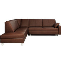 ECKSOFA in Echtleder Braun  217/268 cm  - Alufarben/Braun, KONVENTIONELL, Leder/Metall (217/268cm) - Sedda