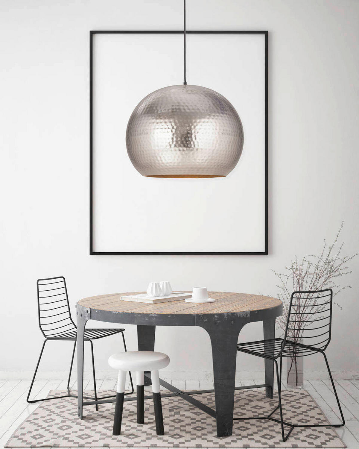 HÄNGELEUCHTE 47/35/47 cm  - Nickelfarben, Trend, Metall (47/35/47cm) - Kayoom