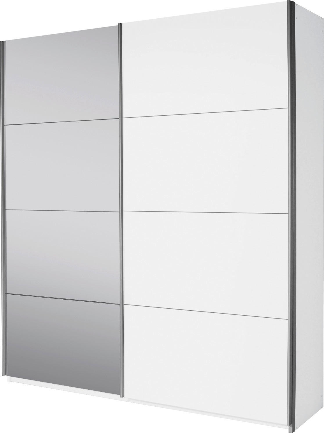 SCHWEBETÜRENSCHRANK 181/210/62 cm,  in Weiß, 2 Tür(en)  - Alufarben/Weiß, Design, Glas/Holzwerkstoff (181/210/62cm) - Carryhome