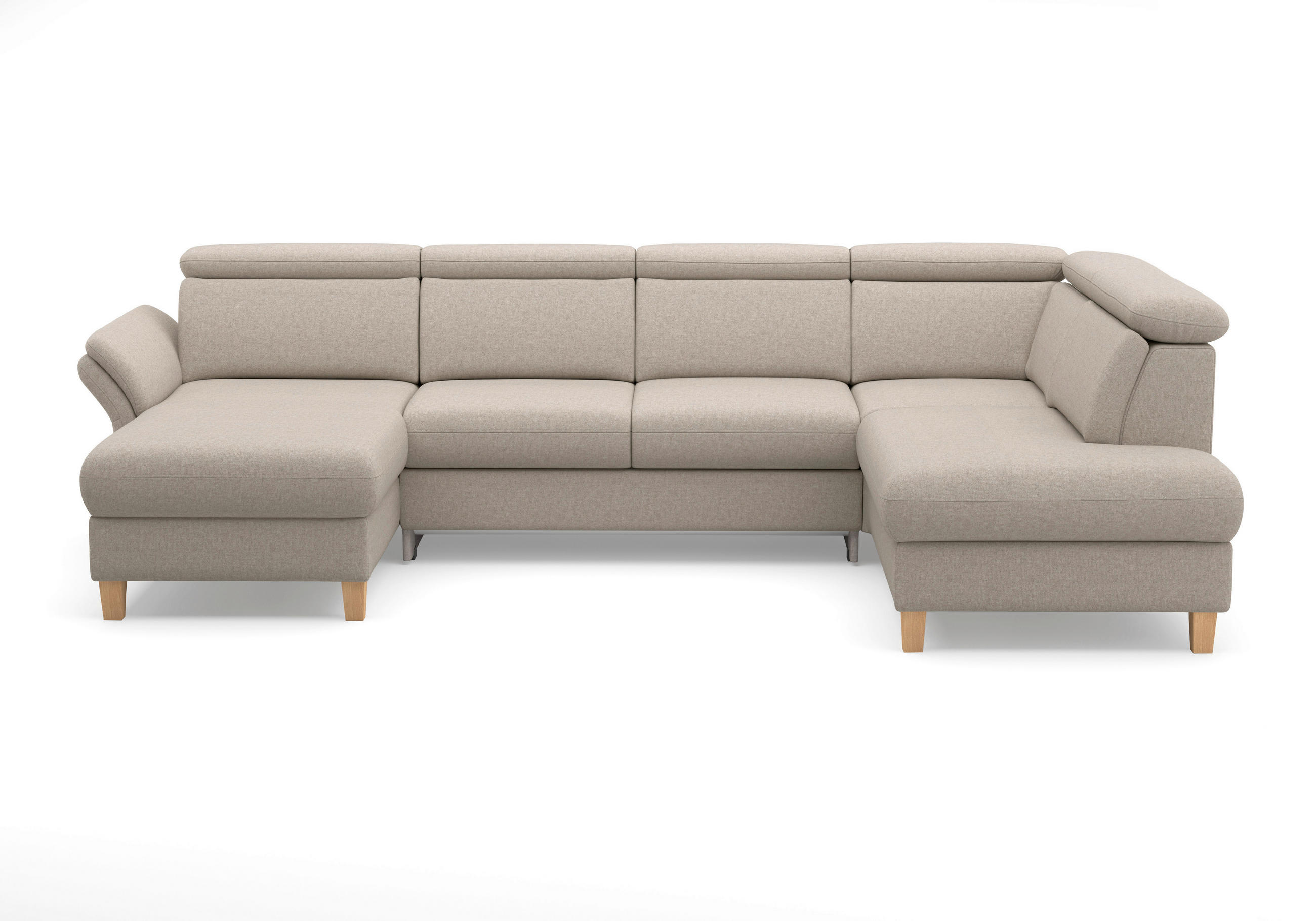 WOHNLANDSCHAFT GLENDALE E Taupe Flachgewebe  - Taupe/Eichefarben, KONVENTIONELL, Holz/Textil (166/321/193cm) - Sit & More