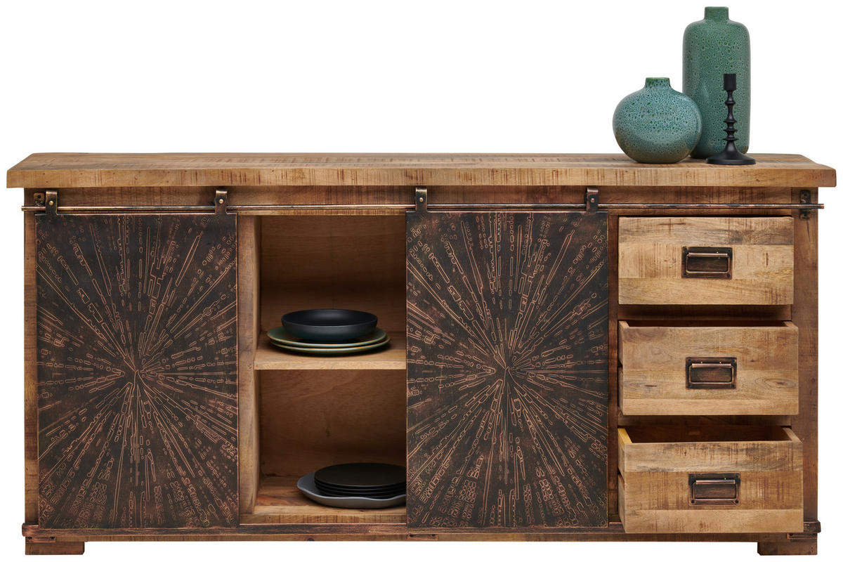 SIDEBOARD 180/85/40 cm  - svart/kopparfärgad, Trend, metall/trä (180/85/40cm) - Landscape