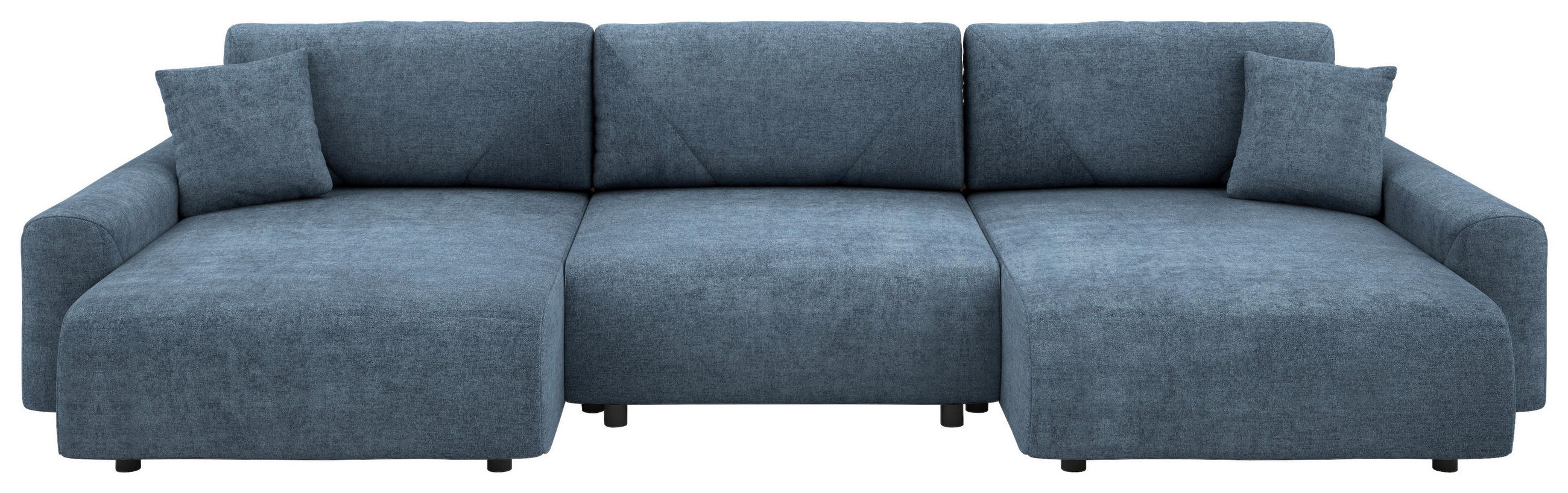 Wohnlandschaft inkl.Funktionen Blau Webstoff  - Blau/Schwarz, MODERN, Kunststoff/Textil (168/337/168cm) - Stylife