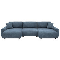 Wohnlandschaft inkl.Funktionen Blau Webstoff  - Blau/Schwarz, MODERN, Kunststoff/Textil (168/337/168cm) - Stylife