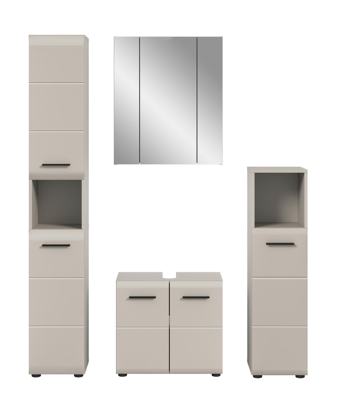 BADEZIMMER 4-teilig 120 cm  - Kaschmir/Schwarz, Trend, Glas/Holzwerkstoff (120cm) - MID.YOU