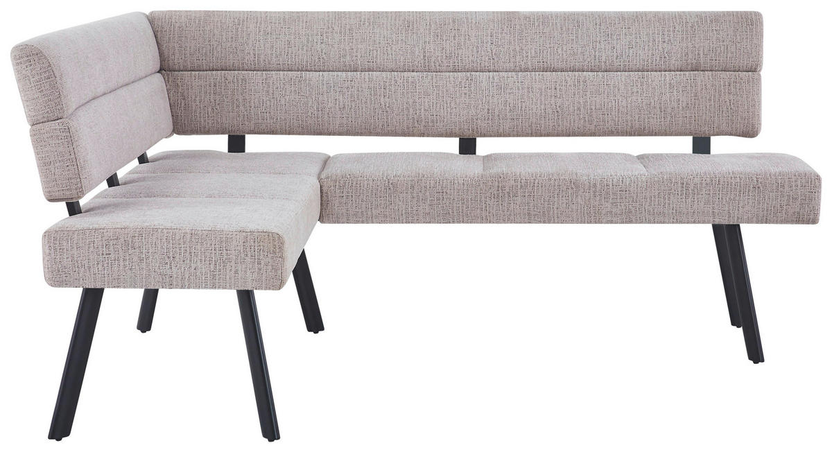 ECKBANK Metall, Textil Beige  - Beige/Schwarz, Konventionell, Textil/Metall (150/190cm) - MID.YOU