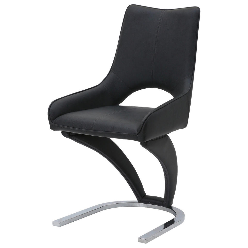 Stuhl Sebastiano Lederlook Schwarz, B: 49 Cm