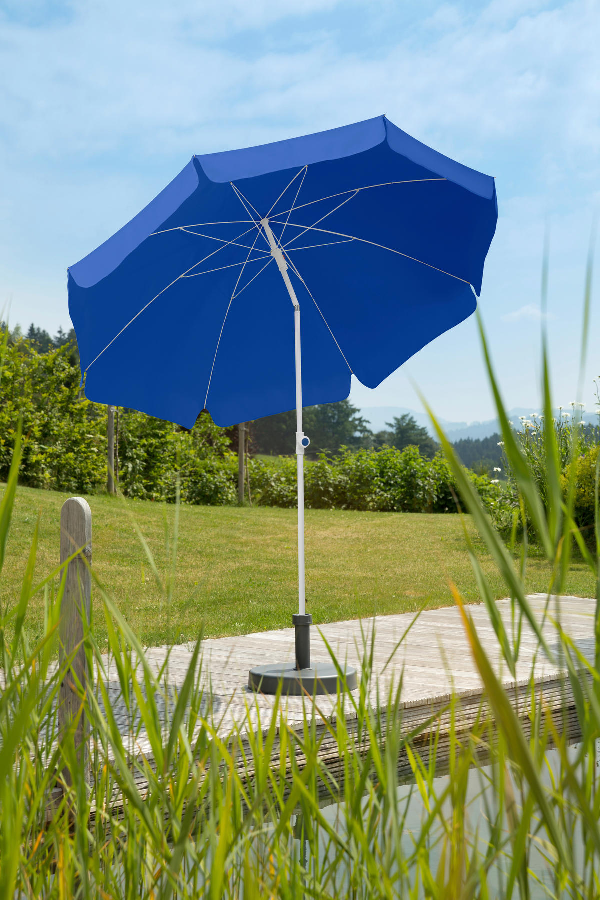 SONNENSCHIRM 240 cm Blau  - Blau/Weiß, Basics, Textil/Metall (240/230/240cm) - Schneider