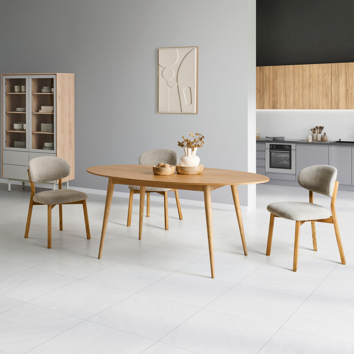 ESSTISCH 180/90/76 cm Echtholz, Nachbildung  Holz, Holzwerkstoff oval Eichefarben  - Eichefarben, MODERN, Holz/Holzwerkstoff (180/90/76cm) - Livetastic