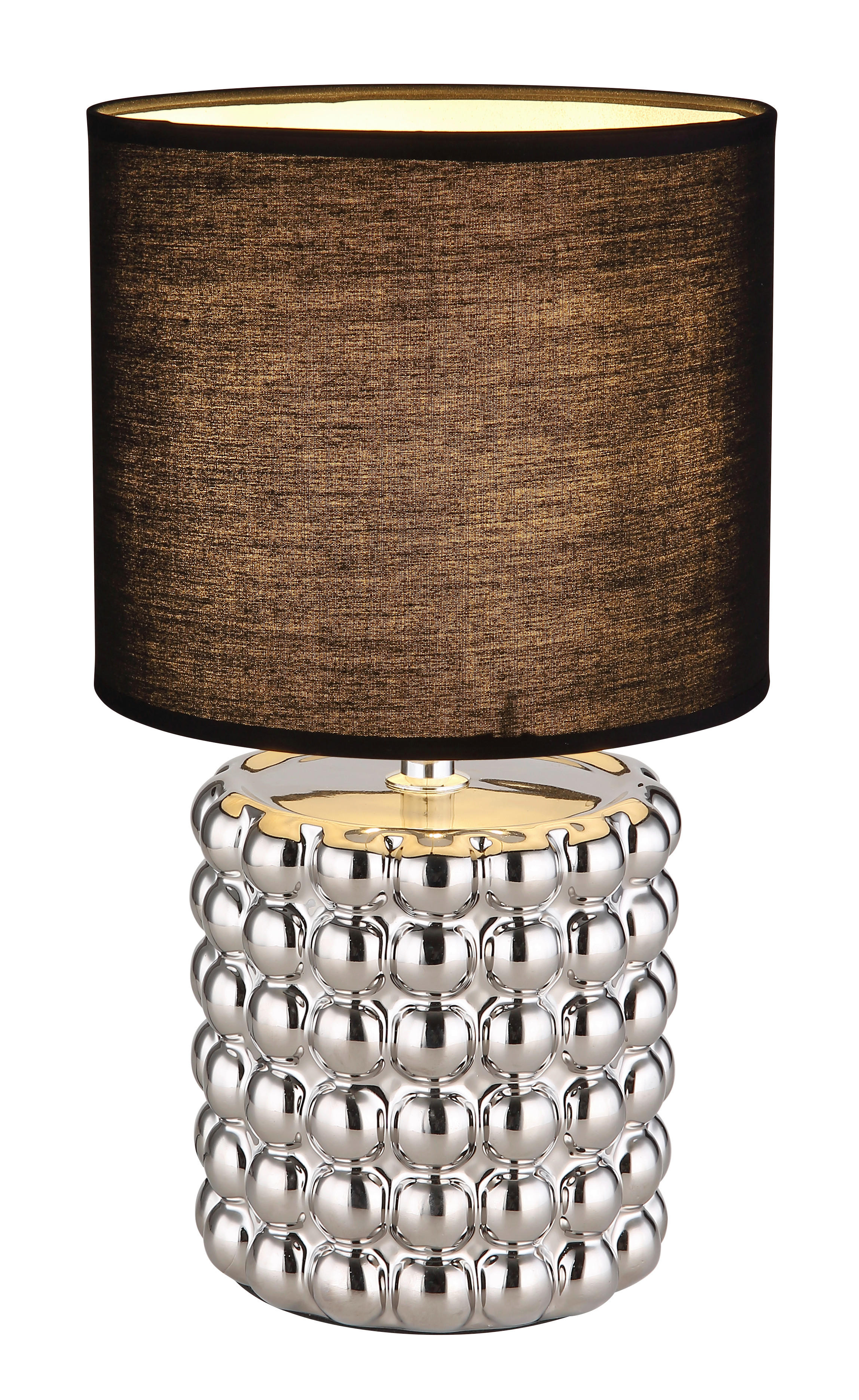 STOLNÍ LAMPA, E14, 18.5/33 cm  - černá/barvy chromu, Konvenční, textil/keramika (18.5/33cm) - Globo