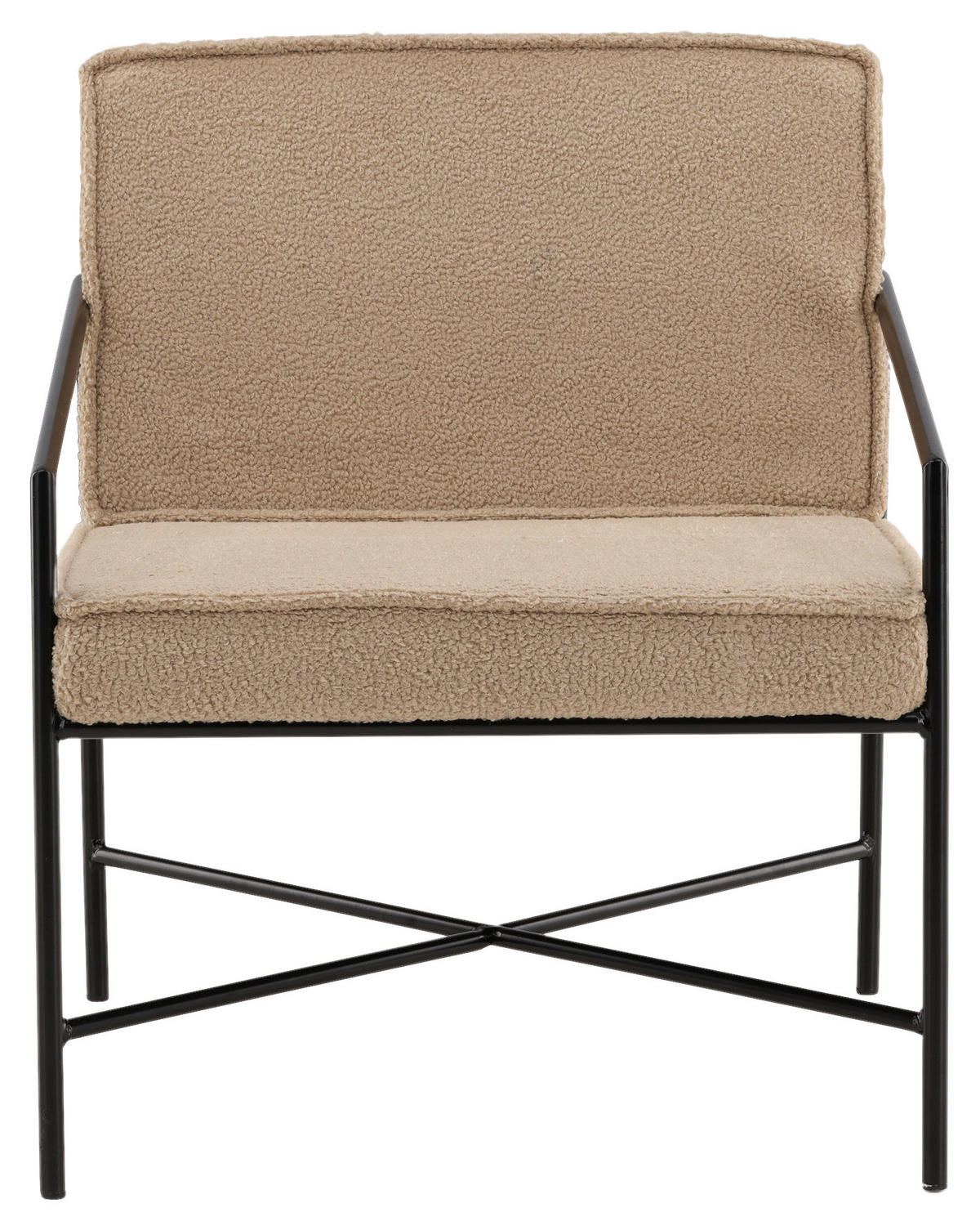SESSEL in Teddystoff Schwarz, Beige  - Beige/Schwarz, Design, Textil/Metall (66/78/65cm) - Livetastic