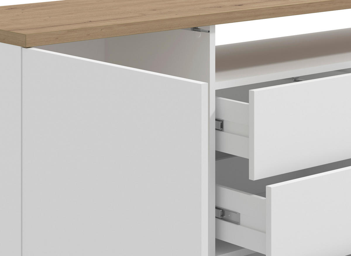 SIDEBOARD  in 154/94/40 cm  - Weiß/Eiche Artisan, Basics, Holzwerkstoff (154/94/40cm) - Carryhome