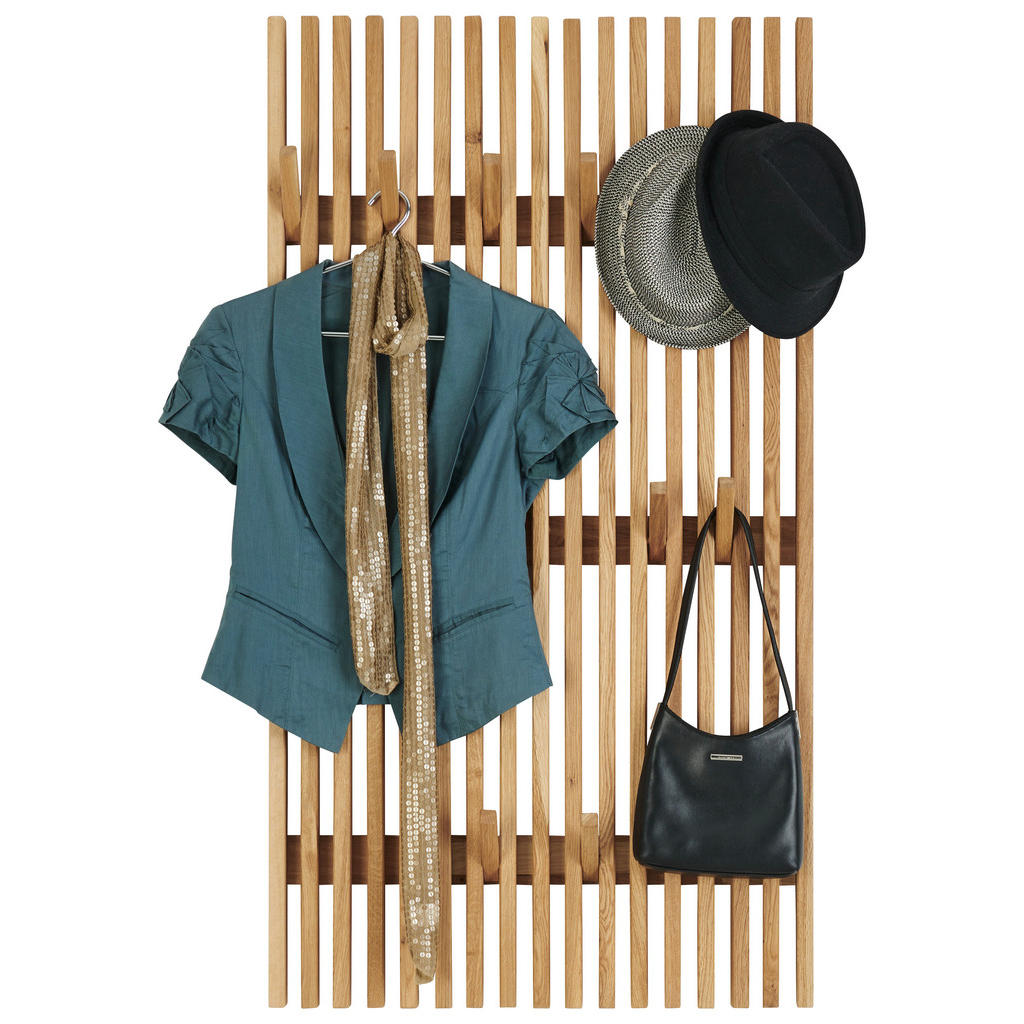 Thumbnail - Linea Natura Garderobenpaneel, Eiche, Holz, Eiche, massiv, 66x120x5.5 cm, Aufhängemöglichkeit, Holzmöbel, Garderoben Hol...