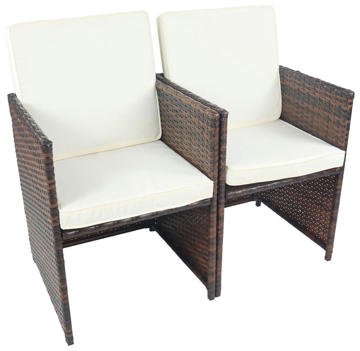 GARTENSESSEL-SET Stahl Braun  - Braun/Weiß, MODERN, Kunststoff/Textil (53/84/53cm) - Ambia Garden