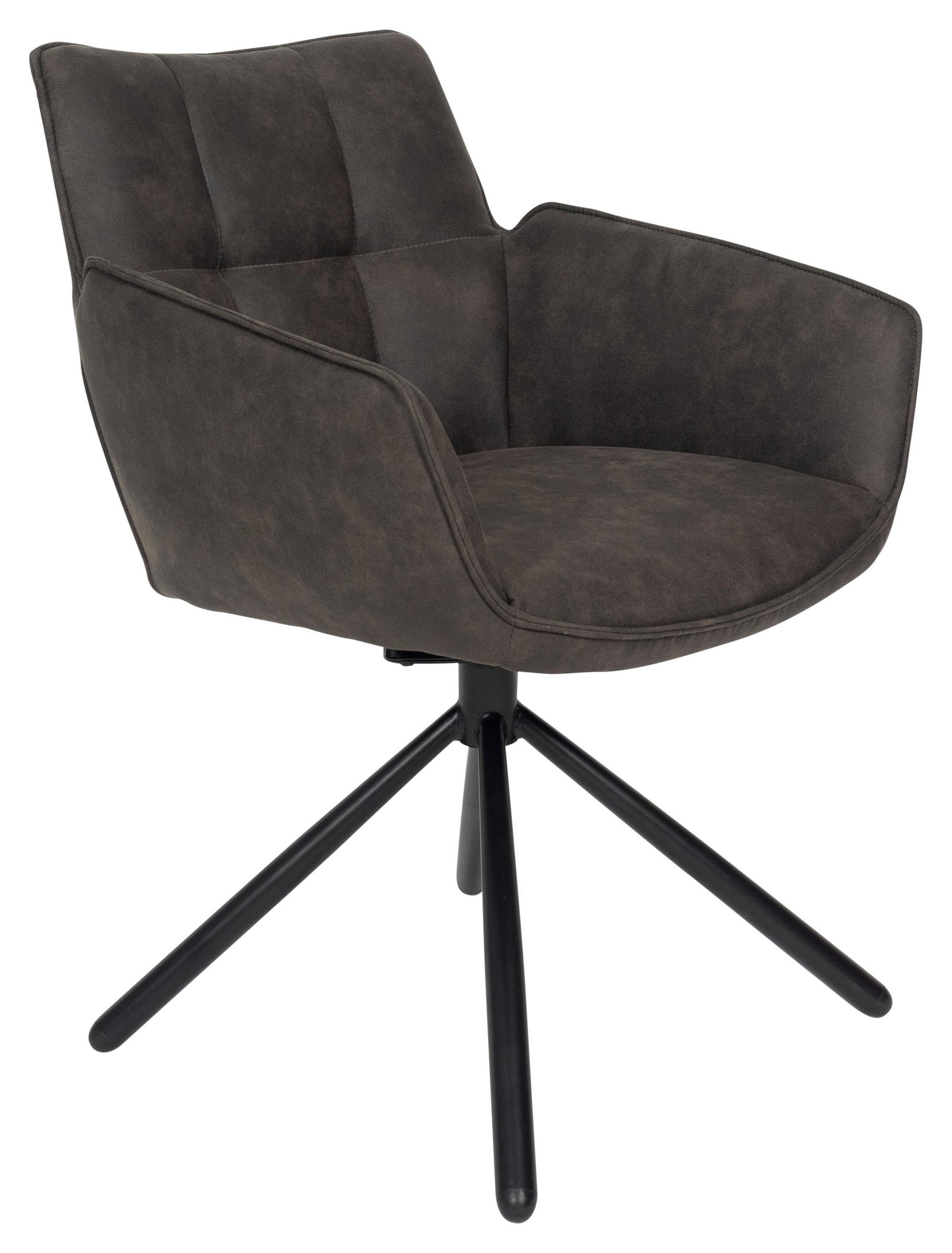 ARMLEHNSTUHL  Stoffauswahl, Sitzfläche 180° drehbar, automatische Rückholfunktion Mikrofaser  - Schwarz/Grau, Design, Textil/Metall (60/84/65cm) - SetOne by Musterring