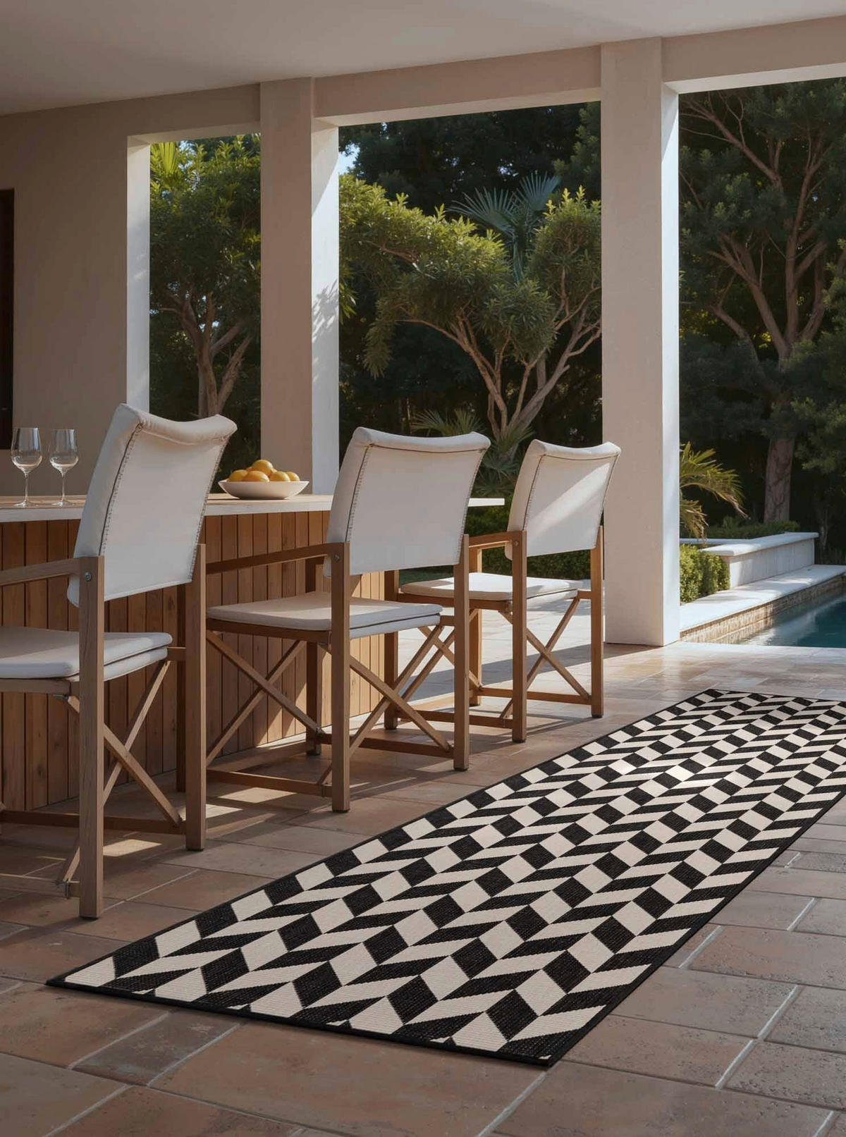 FLACHWEBETEPPICH 80/200 cm Haringey Schwarz, Weiß rechteckig  - Schwarz/Weiß, Design, Kunststoff (80/200cm)