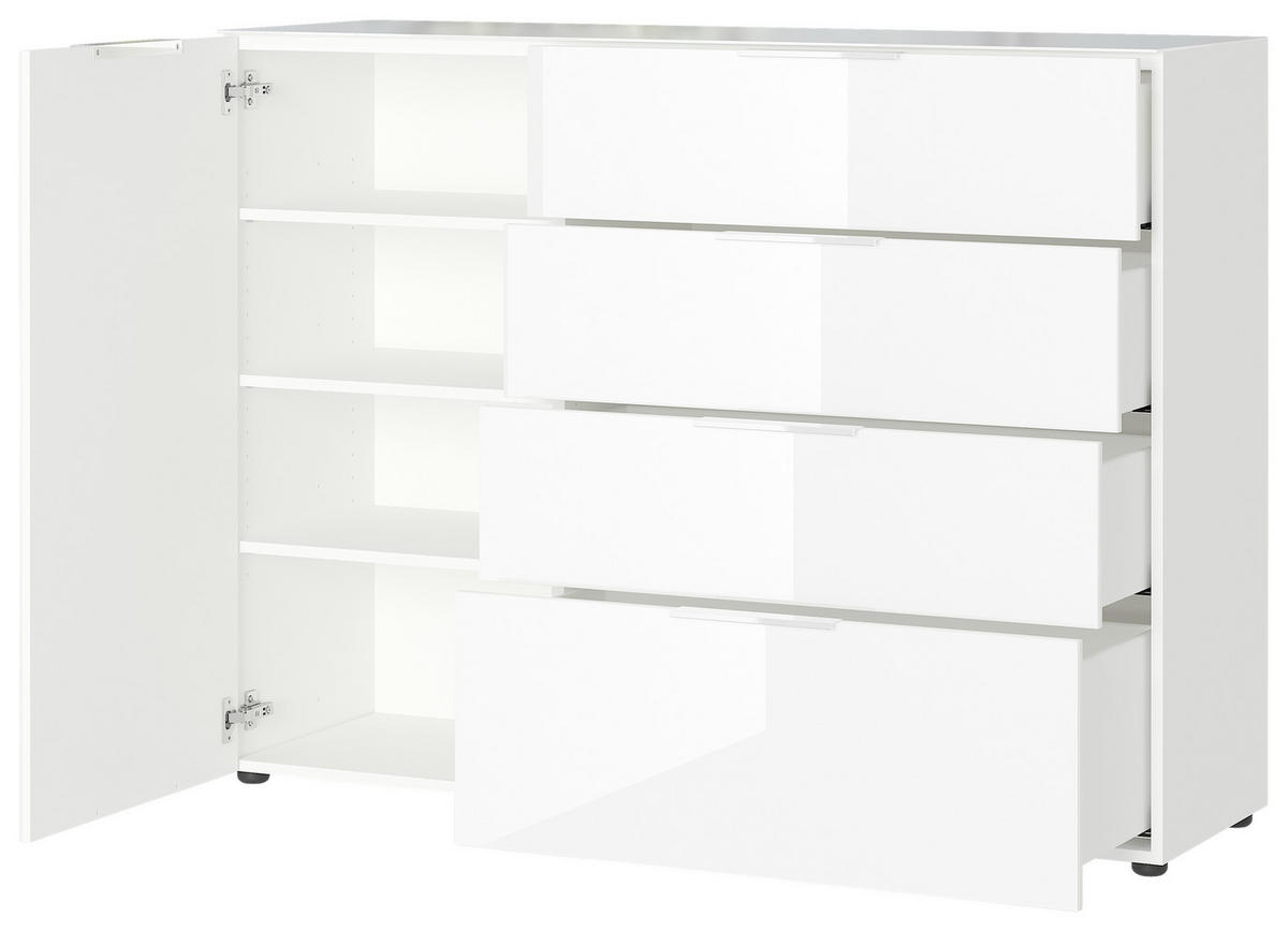 SIDEBOARD  in 134/102/42 cm  - Chromfarben/Schwarz, KONVENTIONELL, Glas/Holzwerkstoff (134/102/42cm) - Germania