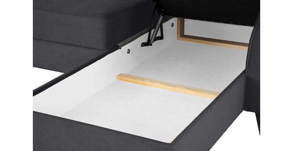 ECKSOFA Schwarz Velours - Schwarz, KONVENTIONELL, Holz/Textil (244/159cm) - Carryhome