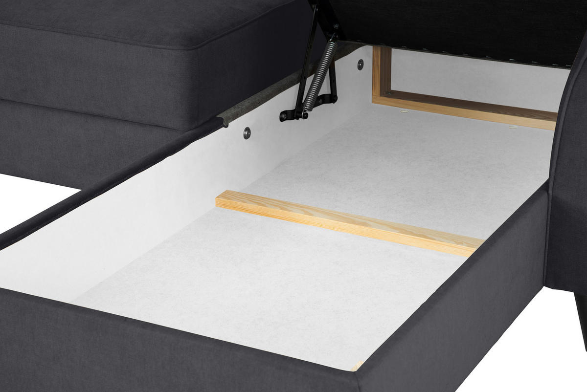 ECKSOFA in Velours Schwarz  - Schwarz, Konventionell, Holz/Textil (244/159cm) - Carryhome