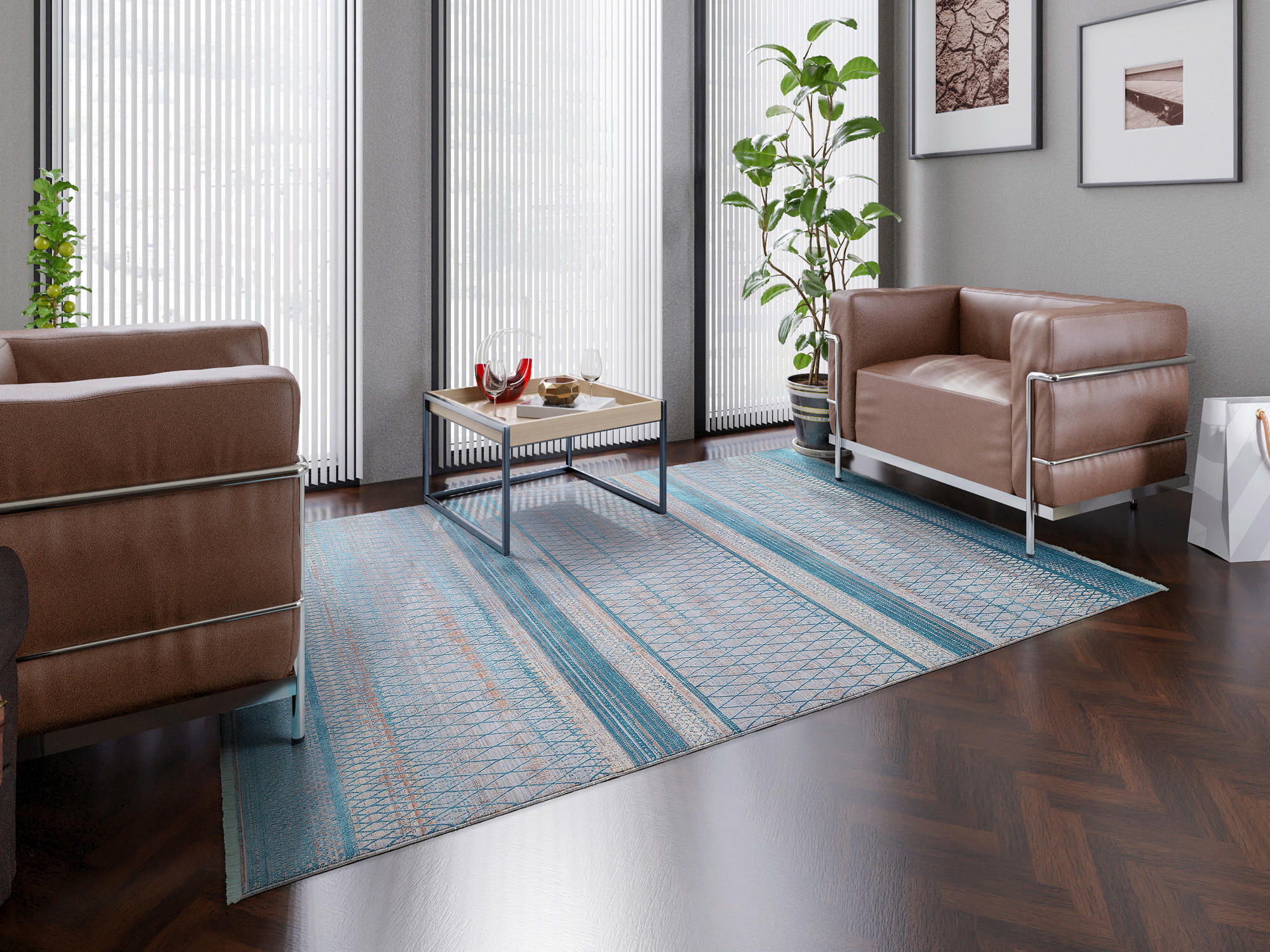 WEBTEPPICH 240/290 cm Tinto Maestro Grau, Türkis  - Türkis/Grau, Design, Textil (240/290cm) - Dieter Knoll