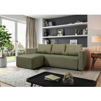 ECKSOFA STELLA Grün Plüsch Rückenkissen, Bettkasten  - Schwarz/Grün, Design, Kunststoff/Textil (166/234cm) - MID.YOU