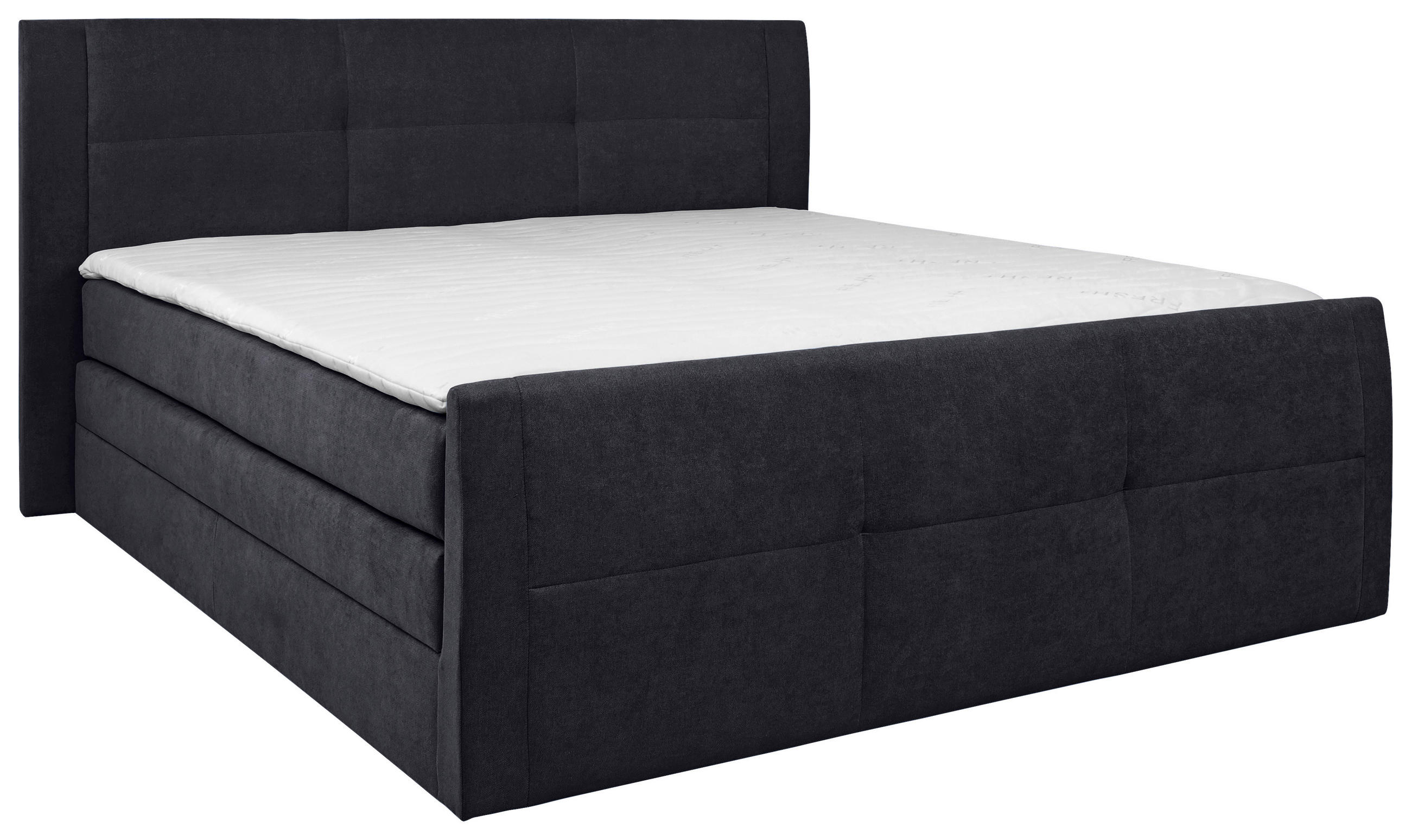 BOXSPRINGBETT 180/200 cm  in Dunkelgrau  - Dunkelgrau/Schwarz, KONVENTIONELL, Kunststoff/Textil (180/200cm) - Boxxx