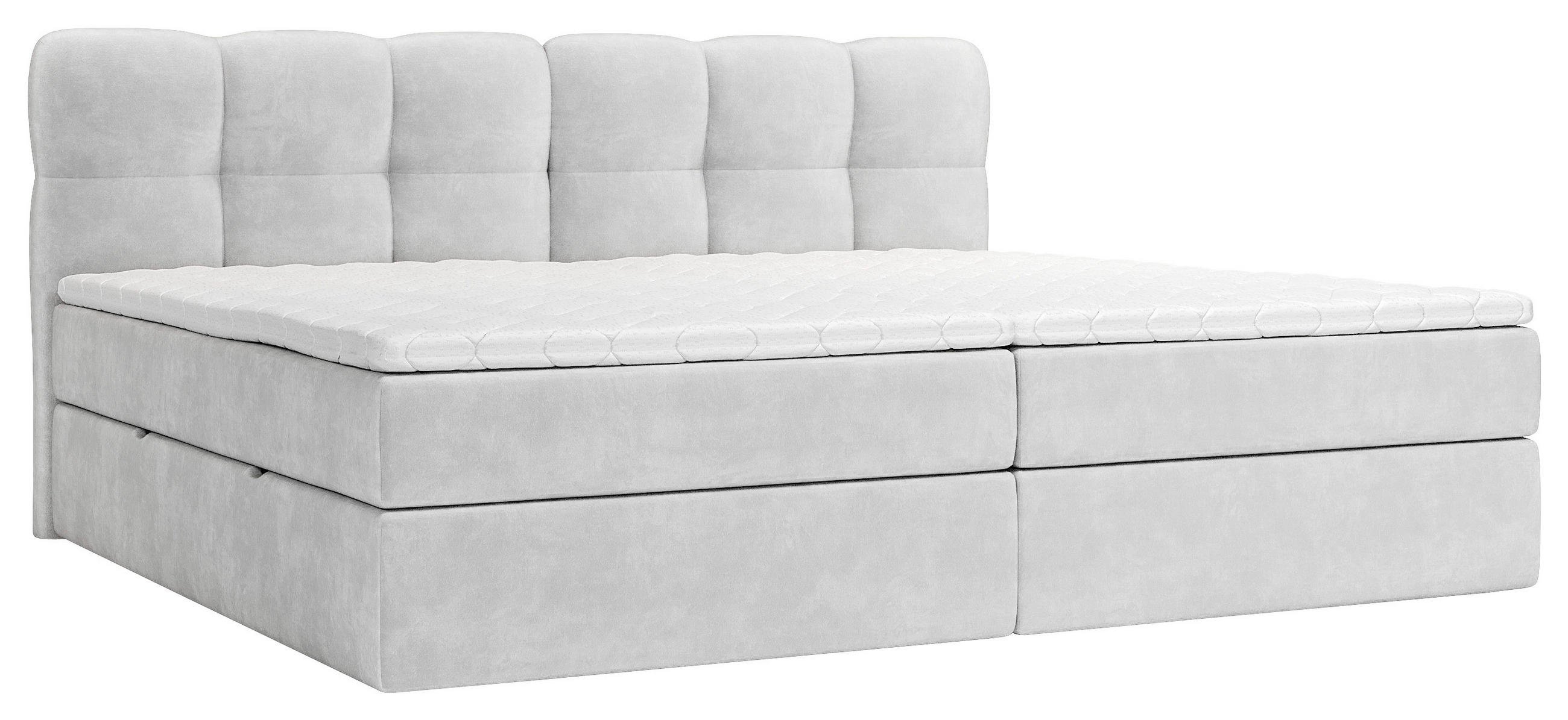 BOXBETT 240/200 cm,  in Silberfarben, Matratze, Bettkasten, Topper, H3 = fest  - Silberfarben/Schwarz, KONVENTIONELL, Kunststoff/Textil (240/200cm) - Chameo