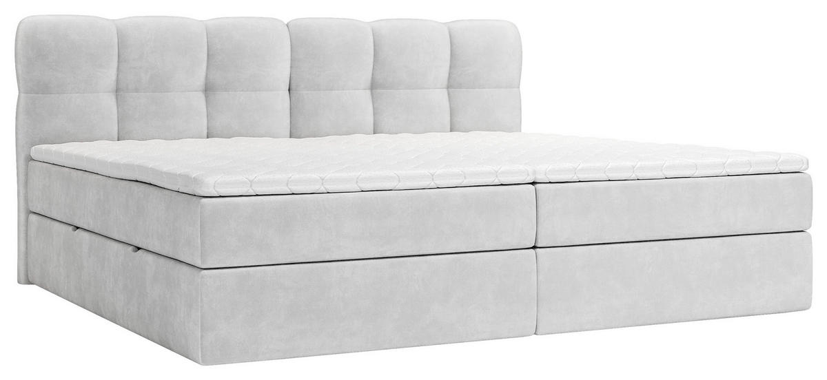 BOXBETT 240/200 cm,  in Silberfarben, Matratze, Bettkasten, Topper, H3 = fest  - Silberfarben/Schwarz, KONVENTIONELL, Kunststoff/Textil (240/200cm) - Chameo