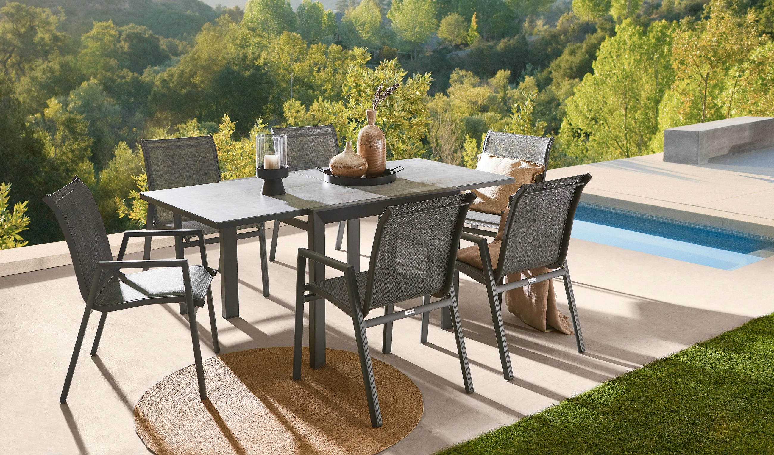 GARTENTISCH 90-180/90/75 cm Metall, Glas quadratisch  - Anthrazit/Grau, Design, Glas/Metall (90-180/90/75cm) - Ambia Garden